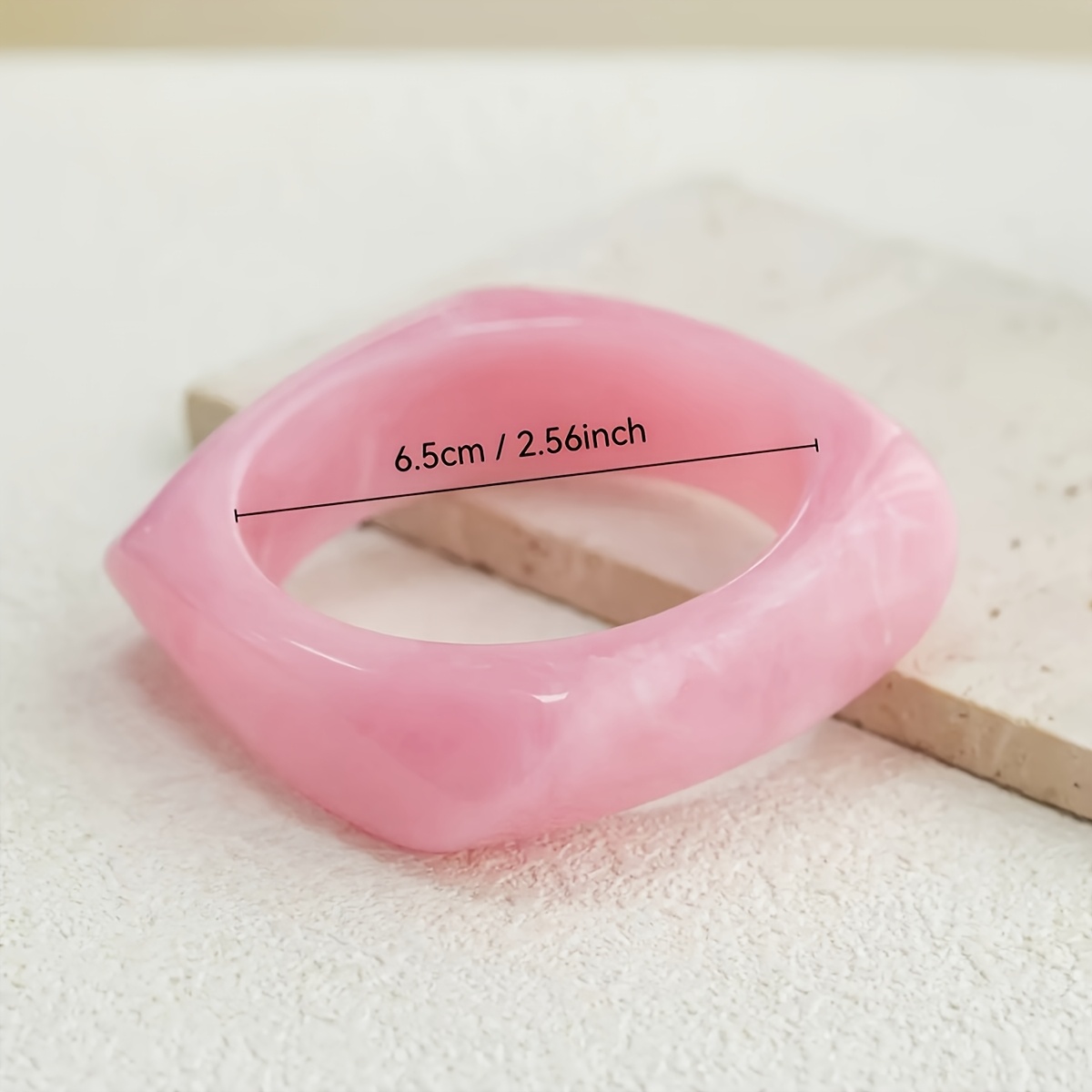4pc Women's Irregular Square Smudged Marble Resin Bangle Set